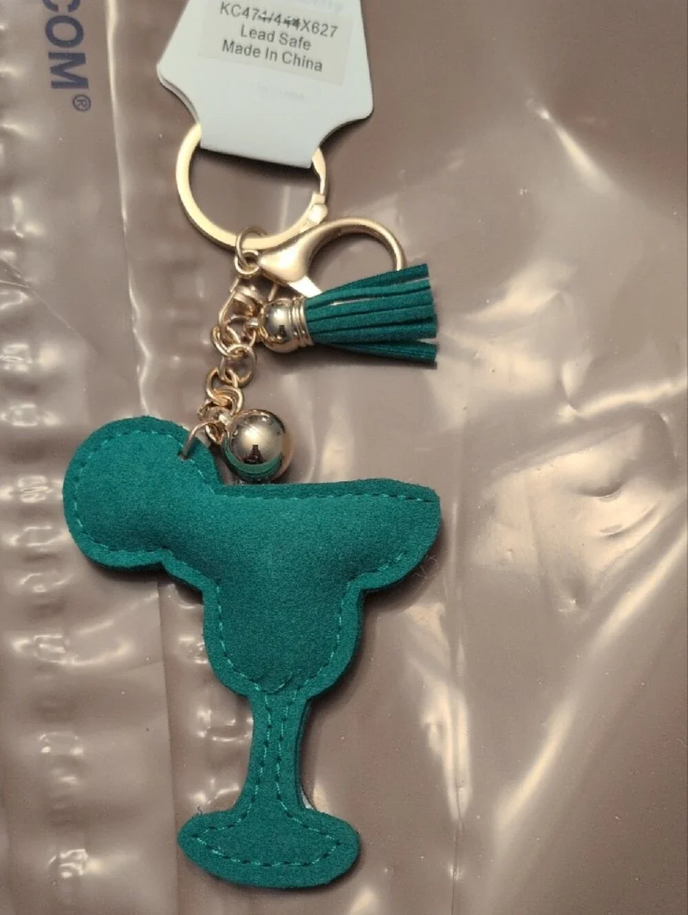 Fashion Jewelry Teal Tassel Margarita Key & Card Holder with Multicolor Crystals